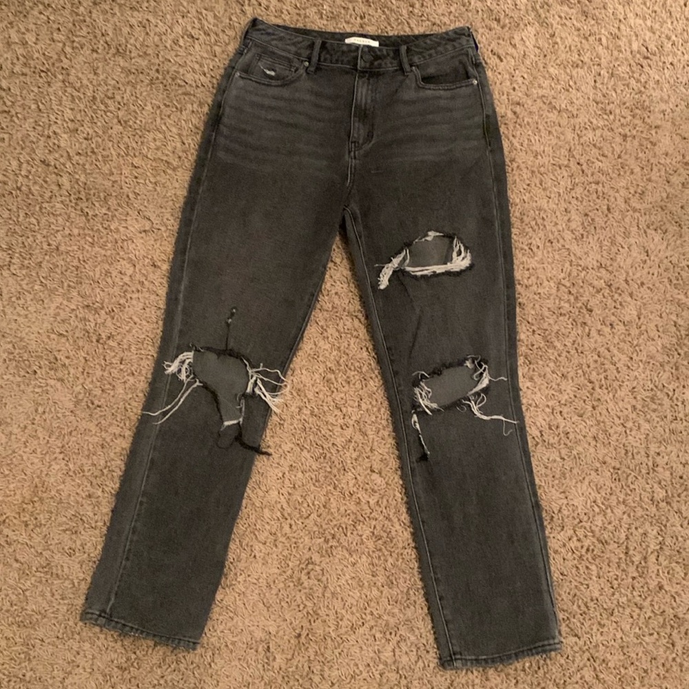 PacSun black/gray wash ripped mom jeans